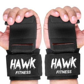 Hawk Sports HWK Sports Weightlifting Hooks with Wrist Straps for Men & Women Black Padded