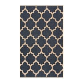 Lahome Moroccan Easy Jute 3x5 Washable Rug, Non-Slip Rugs for Entryway Front Porch, Farmhouse Stain-Resistant Lightweight Blue Indoor Outdoor Carpet for Backyard Patio Living Room