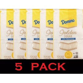 Domino 5x Domino Premium Pure Cane GOLDEN Sugar 28 oz / 1.75 Lb Bag - 5 PACK