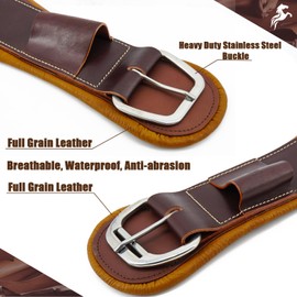 Jeereal Western Horse Cinch - Premium Full-Grain Leather - Adjustable Ranch & Trail Riding Gear for Horses - Durable Equestrian Equipment (28")