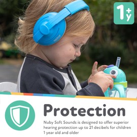 Nuby Soft Sounds 2-in-1 Noise-Canceling Baby Earmuffs with Travel Case - Adjustable Noise Protection for Infants and Toddlers - White