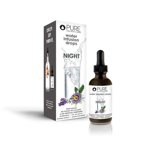 Pure Inventions Night - Pear Flavored - Water Infusion Drops - No Sugar, Calories, or Artificial Sweeteners - 60 servings - 2oz