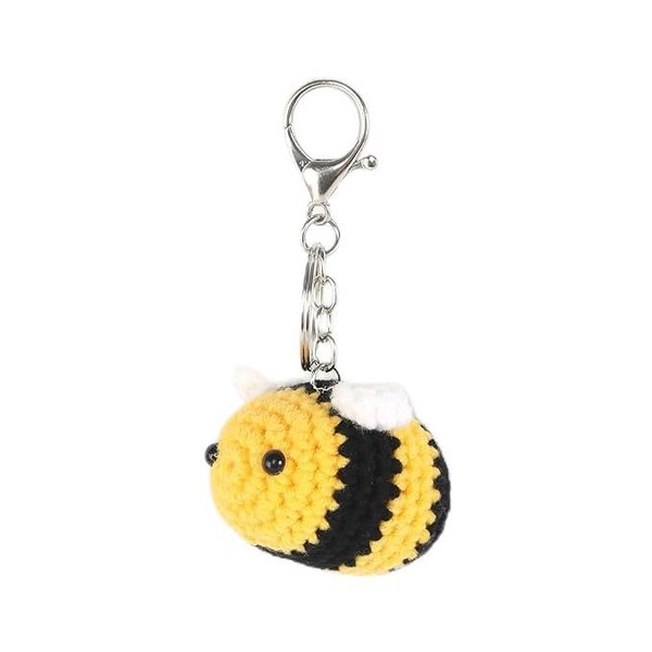 2 Pieces Plush Bee Keychains, Crochet Bee Keychains, Animal Shape