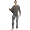 YUSHOW Mens Warm Pyjamas Sets Ultra Soft Henley Long Sleeve