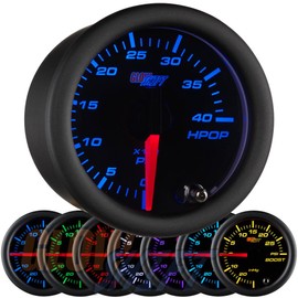 GlowShift Black 7 Color 4,000 PSI High Pressure Oil Pressure HPOP Gauge - for 1994-2003 7.3L & 2003-2007 6.0L Ford Power Stroke Diesel Engines - Black Face - Clear Lens - 2-1/16" 52mm