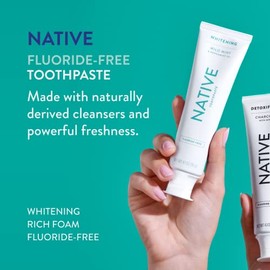 Native Pasta De Dientes Hecha De Limpiadores De Origen Natural E Ingredientes Simples Que Blanquean Los Dientes De Forma Segura, 4.1 Oz, Sin Fluoruro De Menta Salvaje - 3 Unidades