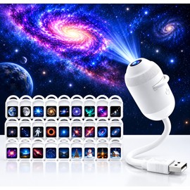 2-in-1 Galaxy Projector Night Light for Room Decor – 24 Projection Themes with Flexible USB Design for Home & Travel