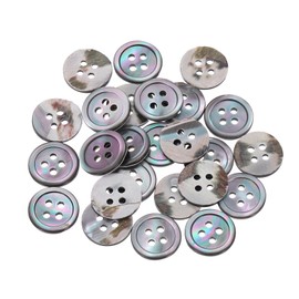 sourcing map 25 Pcs Natural Shell Buttons, 4 Hole Mother of Pearl Buttons 11.5mm Sewing Buttons Sewing Craft Buttons for Shirt Sewing DIY Crafts Decoration, Grey