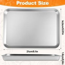 IJRPLM 6 Pack Baking Sheet Stainless Steel, 8 x 5 Inch Small Baking Sheets, Rectangle Cookie Sheets, Small Metal Sheet Pans for Kitchen, Hand Project, Smooth Polished