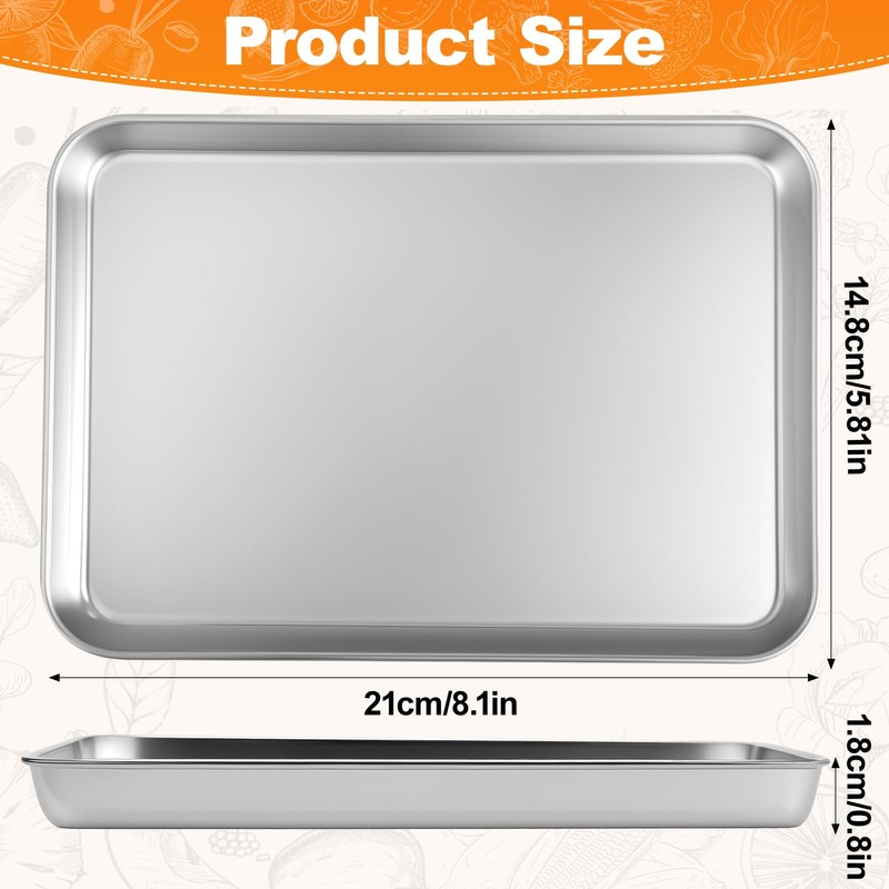 IJRPLM 6 Pack Baking Sheet Stainless Steel, 8 x 5