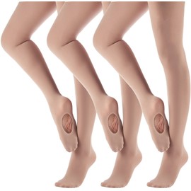 MdnMd - Mallas de ballet para mujer, ultra suaves, convertibles, leggings de transición para niños pequeños y adultos, 3 pares de piel, Large