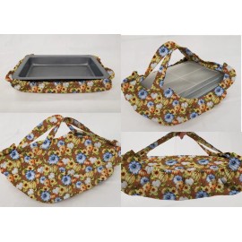 Penny's Needful Things Fall Harvest Casserole Baking Pan or Pie Plate Cozy and Carrier (4 Patterns) - Pumpkins on Brown, Pie Plate/Small