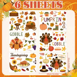 Qeeenar 115 Pcs Fall Thanksgiving Wall Decals Turkey Maple Leaves Stickers Autumn Pumpkin Wall Decals Decor Fall Leaves Window Clings Decoration for Bedroom Living Room Home Decor (Pumpkin)