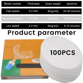 Pack of 100 Laboratory Filter Paper, Round Laboratory Filter, Diameter 11 cm, Paper Discs with Medium Flow Speed for Laboratory Supplies, Chemical Applications