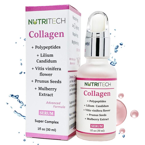Suero facial de colágeno con polypeptidos y extractos botánicos para