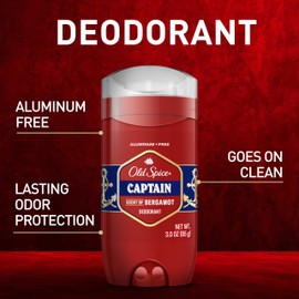 Old Spice Old Spice Deodorant for Men, Aluminum Free, 24/7 Odor Protection, Captain with Bergamot Scent, 3 oz (Pack of 2)