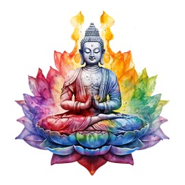 GRAZDesign Wall Tattoo Buddha Colourful Wall Sticker for Bedroom, Kitchen and Living Room 61 x 57 cm