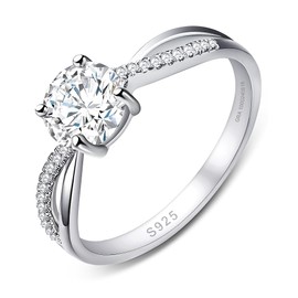 Moissanite Engagement Promise Rings for Women - Tulab 1CT Women's Wedding Rings Promise Ring for Her, D Color VVS1 Clarity 925 Sterling Silver Band with 18K Gold Plated, with Ring Box & Card (8)