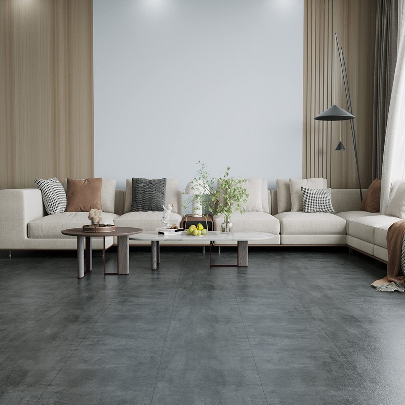 VEELIKE 4 Pack Grey Concrete Peel and Stick 12''x12'' Vinyl