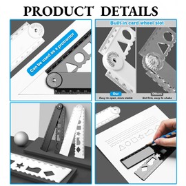 5Pcs Folding Ruler 15cm/30cm Foldable Ruler Precise Stationery Ruler Straight Geometric Shape Rulers Measuring Tools for Kids School Office Black/White