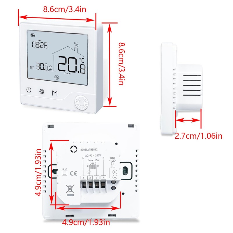 Digital Proframmable Thermostat Underfloor Heating Temperature Controller Smart Electric Floor
