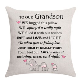 Aocaso Grandson Gifts from Grandad Grandma Cushion Cover Throw Pillow Cover for Grandson Birthday Gifts Thanksgiving Gifts (Grandson-A)