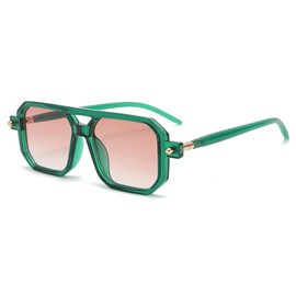 Vintage 70s Aviator Sunglasses For Women Men, Flat Square Sunglasses, Retro Round Temples Sun Glasses UV400 Shades