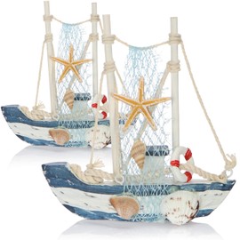 com-four® Maritime Decorative Sailing Ship Boat in Distressed Look Wooden Ship for Decoration Nautical Decoration