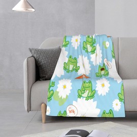 CIUNVXD Versatile Cuddly Blanket, 130 x 150 cm, Frog Theme Blanket, Cuddly Blanket, Fluffy Frog Bedspreads, Sofa Blankets, Flannel Blanket for Cots (A, 130 x 150 cm)