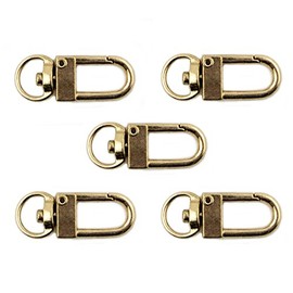 HAND® No.114 Gold Tone Metal Snap Hook Clasp and Swivel Ring for Keyrings - Pack of 5