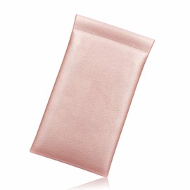 FINTIE Soft Eyeglasses Case with Cleaning Cloth, Portable Squeeze Top Vegan Leather Glasses Pouch, Sunglasses Eyewear Bag, Rose Gold