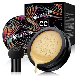 Mushroom Head Air Cushion CC Cream, Long Lasting Matte Concealer, Bright Makeup Base, Moisturizing BB Cream Liquid Foundation, Collagen Cushion Foundation (Buff Beige, 3.21 Ounce (Pack of 1))