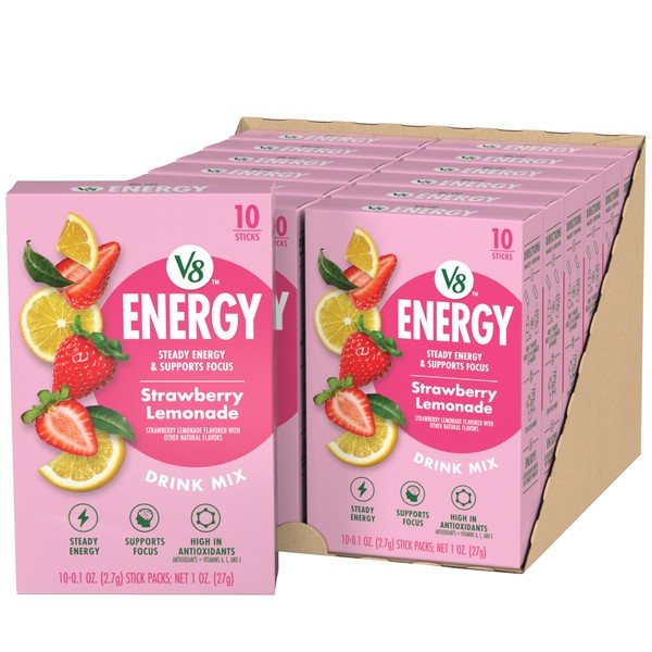 V8 Energy Strawberry Lemonade Energy Drink Powder, .10 oz Packet
