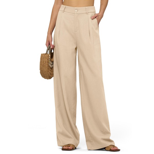 AVICHIC Women's Linen Pants Wide Leg Dressy Casual Beach Linen