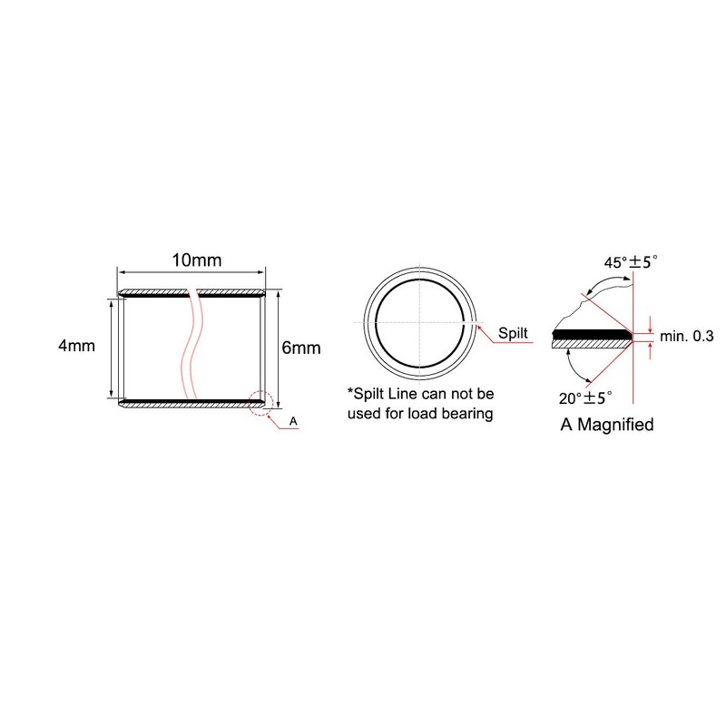 sourcing map Sleeve Bearing 4mm Bore x 6mm OD x