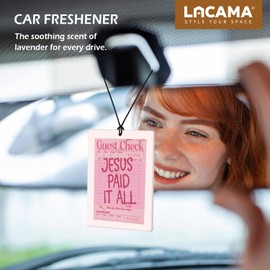 Lacama Pink Christian Car Air Freshener 3Pcs, Funky Retro Coquette Boho Floral Christian Jesus Cars Scents Air Freshener for Women Girls Gifts, Pink Car Accessories Interior Mirror Decor Hanging