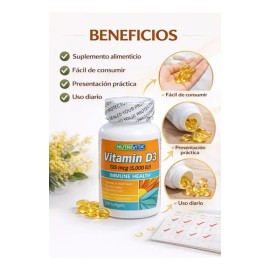 Vitamina D3 Nutrivita 5000 Ui 100 Softgels Suplemento Unidad