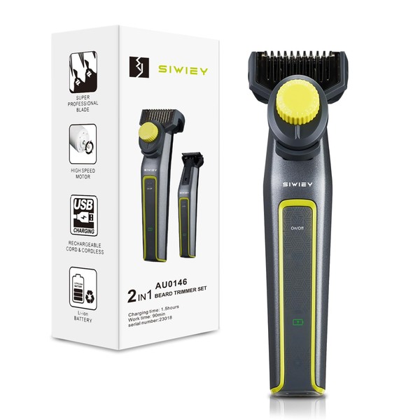 siwiey Beard Trimmer for Men, Electric Razor with Precision Dial, Mustache Trimmer Mens Grooming Adjustable, LCD Indicator, 7000RPM