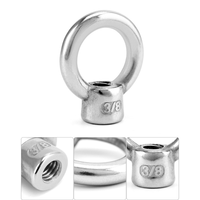QWORK Lifting Eye Nut, 10 Pack, 3/8" UNC Marine Grade