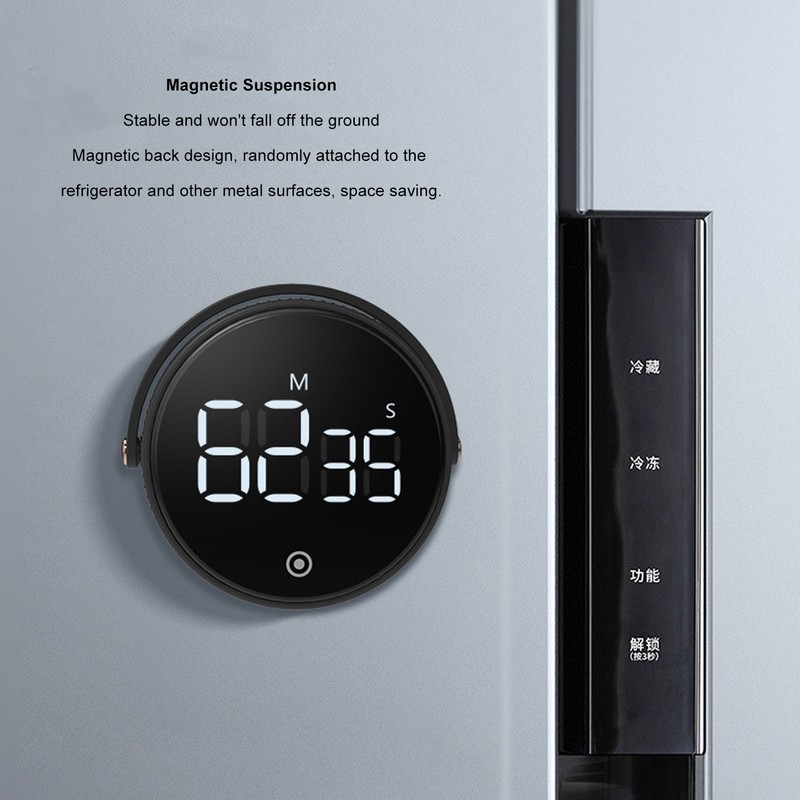 Digital Kitchen Timer LED Display Rotating 3 Volume Levels Adjustable