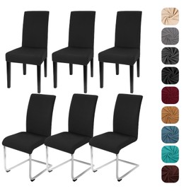 Yugarlibi Chair Covers, Set of 6, Stretch Chair Covers, Swing Chair, Elastic Covers, Chair Cover, Removable, Washable Chairs, Protection for Kitchen, Restaurant, Hotel, Banquet, Wedding (Black, 6