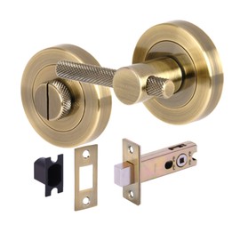 HANDLEZONE® Knurled Bar Designer Bathroom Toilet Door Thumb Turn and Release Deadbolt Kit - Antique Bronze - 76mm Bolt with 57mm Backset