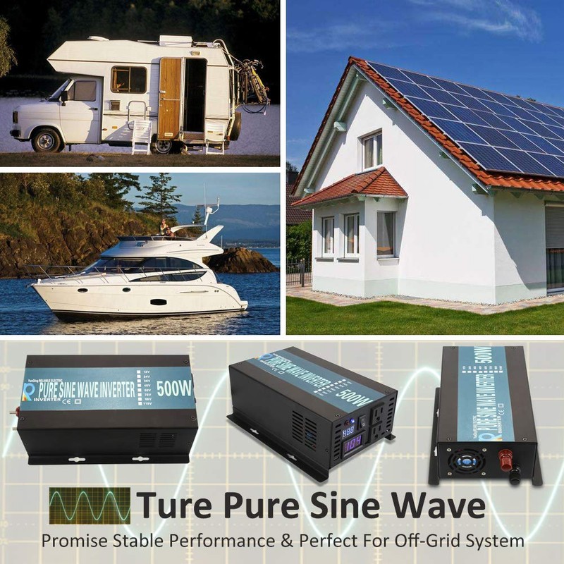 WZRELB 500W 24V 120V Pure Sine Wave Solar Power Inverter