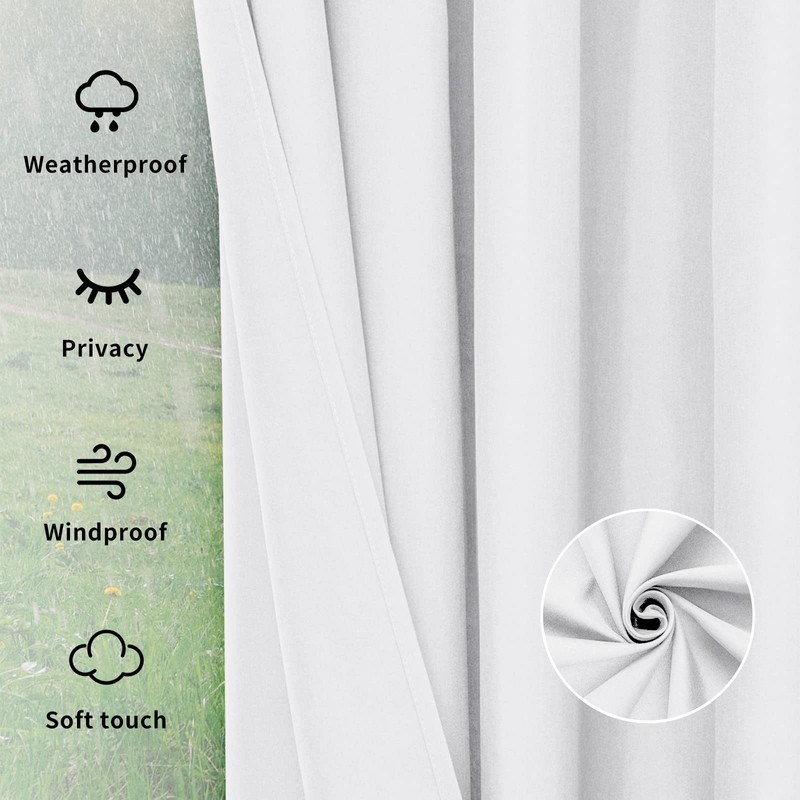 Easy-Going Outdoor Curtains Waterproof Windproof Weatherproof Curtain for Patio, Cabana,