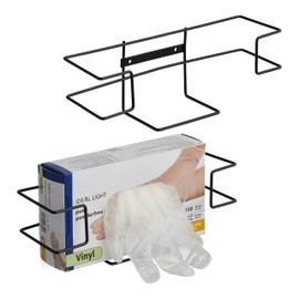 Relaxdays Set of 2 Disposable Glove Boxes Wall Mounted H x W x D 9.5 x 28 x 9.5 cm Iron Black