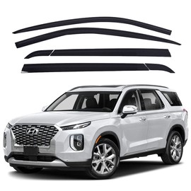 AUTOCLOVER Tape-On Rain Guards Window Visors 6 Pcs Set for Hyundai Palisade 2020 2021 2022 2023 2024 / Window Deflectors, Out-Channel Vent Shades (Smoked)