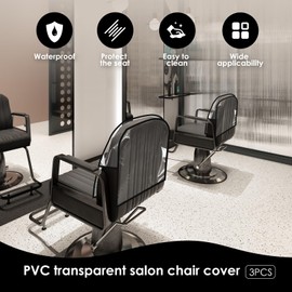 LYIYEYAN 3Pcs Salon Chair Cover, PVC Clear Chair Back Covers, Waterproof Salon Chair Covers Protectors, Soft Salon Chair Back Cover, Fits Most Standard Salon Chairs Office Chairs, 20"x 15.7"x 4.7"