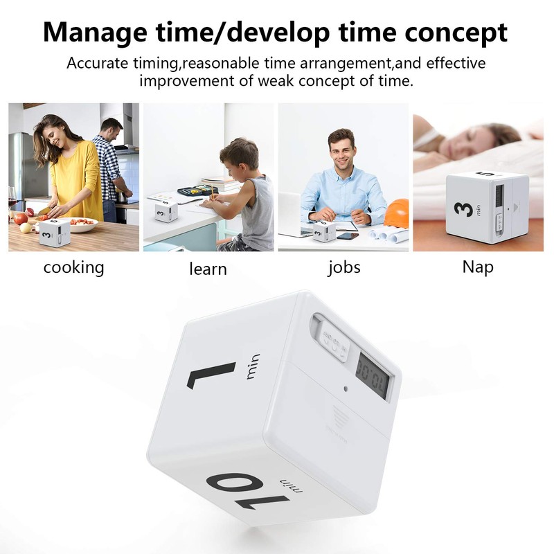 Cube Timer,Pretmess Gravity Flip Kitchen Timer for Time Management and