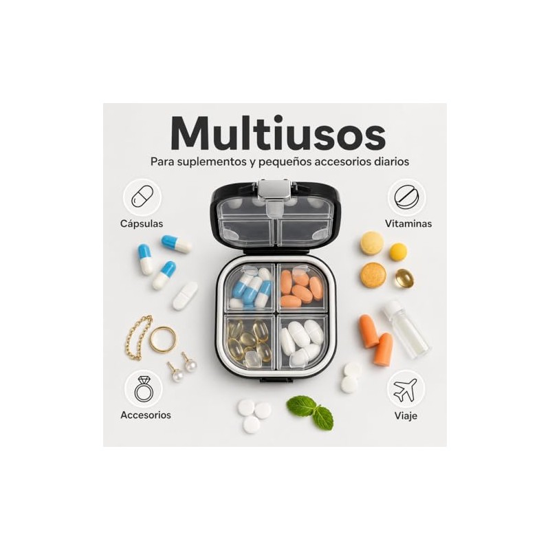 Pastillero Impermeable - Pastillero de Viaje con 7 Departamentos -
