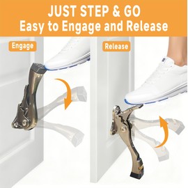 Kickdown Door Stopper, 2 Packs Door Holder to Keep Door Open, 4 Inch One Touch Semi-Automatic Satin Nickel Doors Stoppers, Adjustable Height and Rubber Tip, Heavy Duty Door Stop, Door Holder(Bronze)